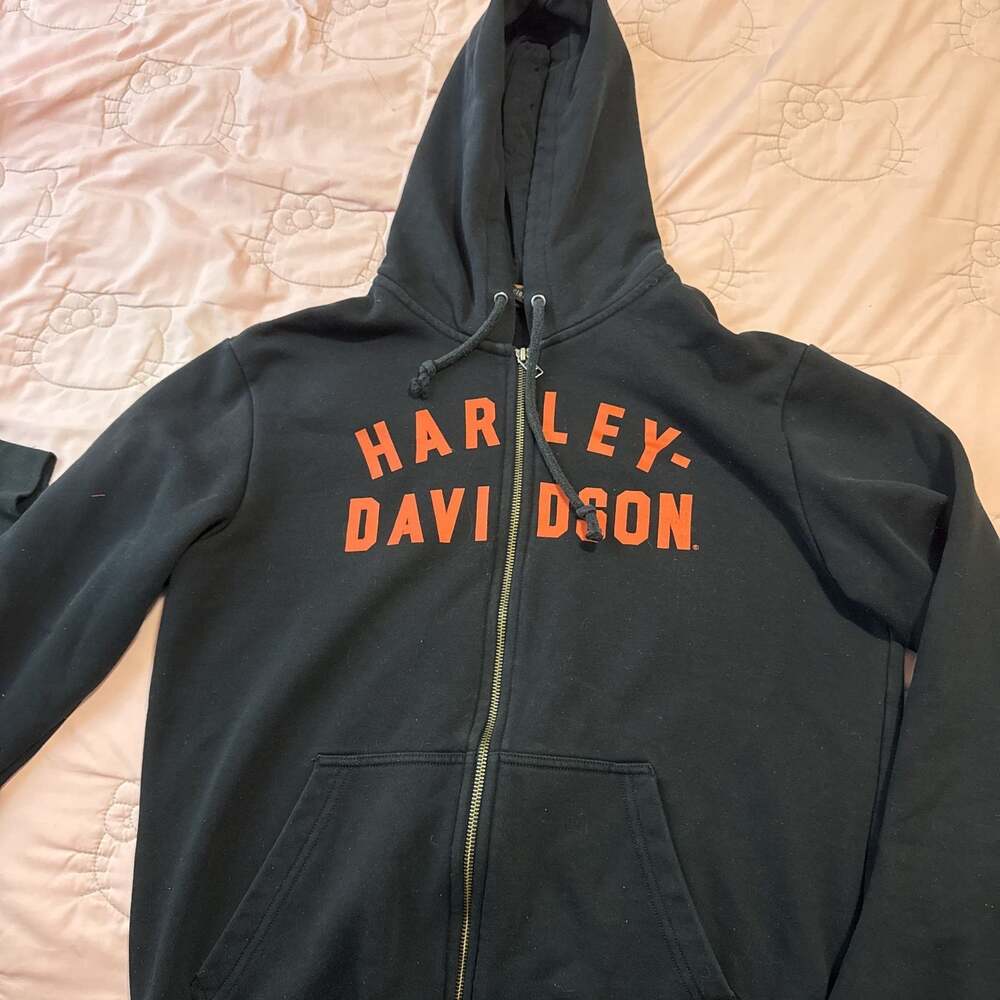 Harley Davidson Motorcycles Black Full Zip Hoodie
